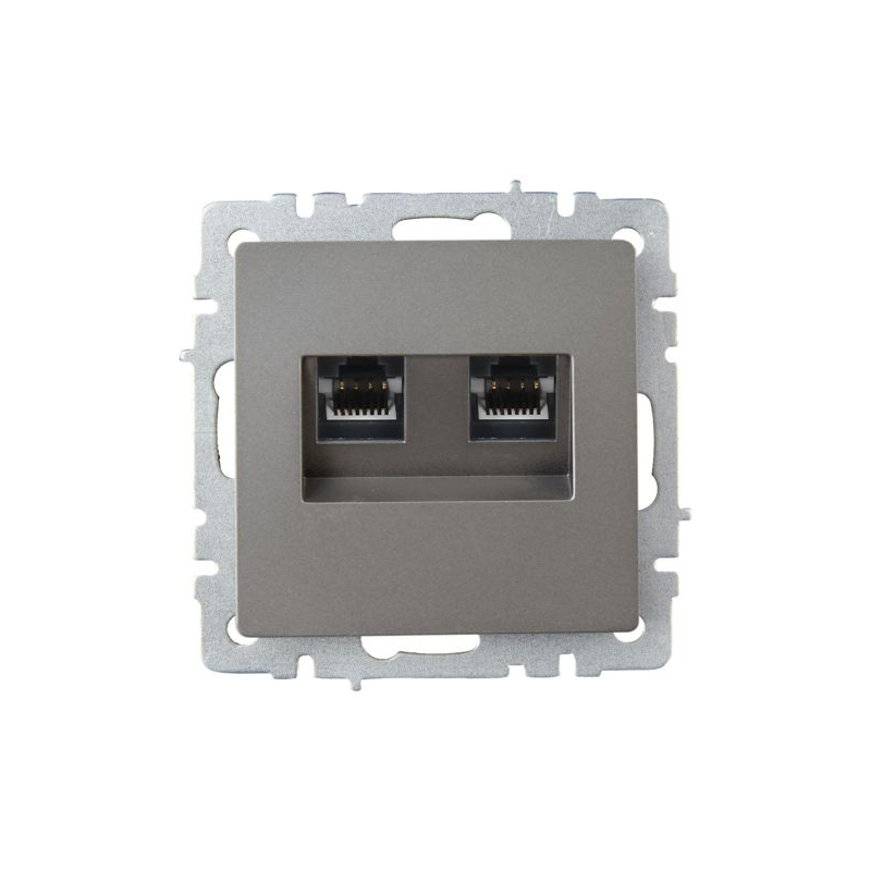 BRITE Розетка компьютерная двойная RJ45 кат.6 РК11-2-БрС сталь IEK