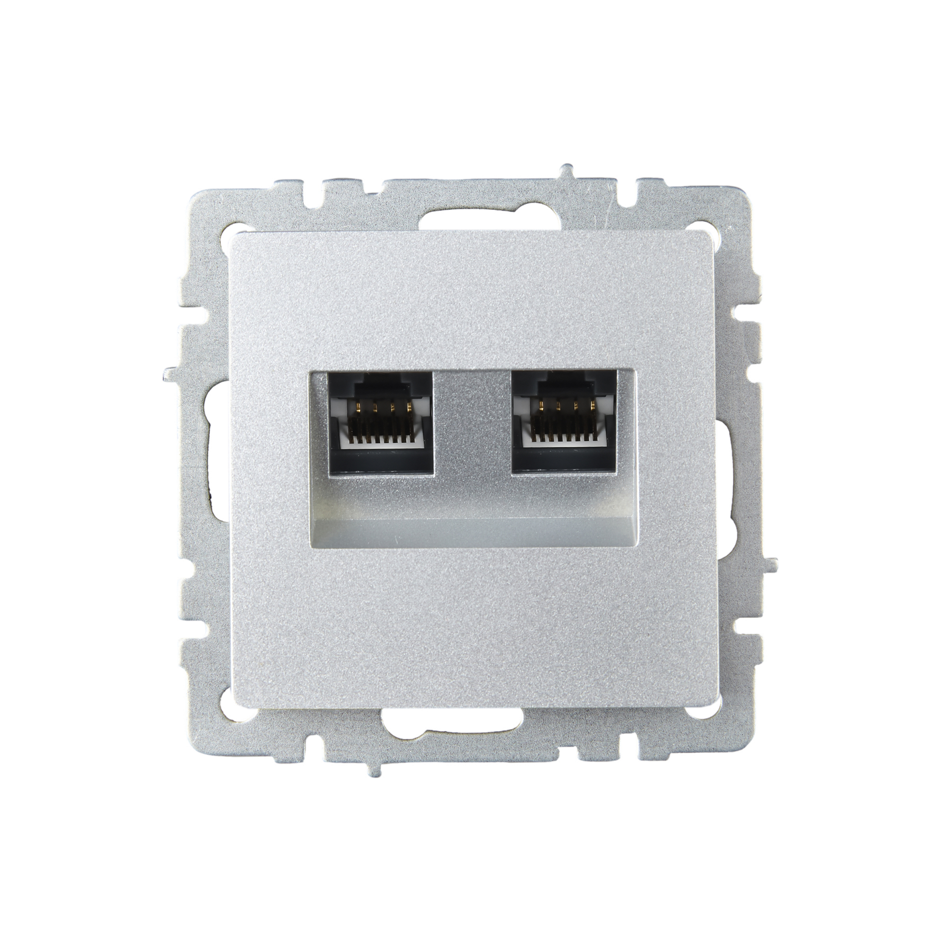 BRITE Розетка компьютерная двойная RJ45 кат.6 РК11-2-БрА алюминий IEK
