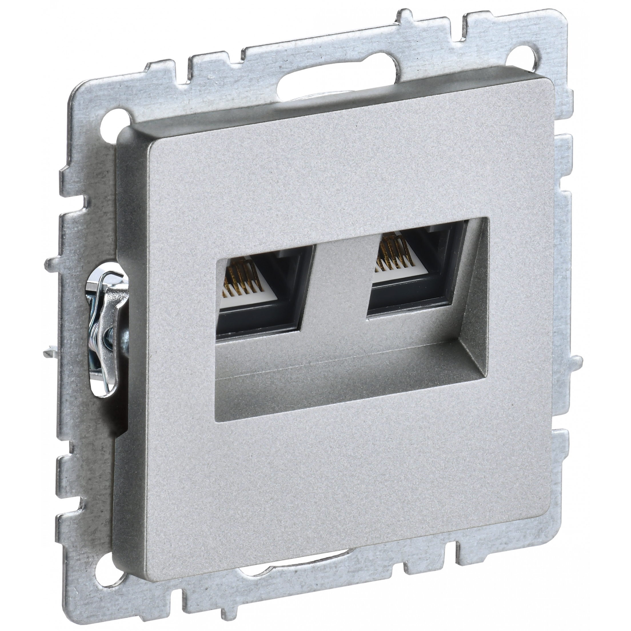 BRITE Розетка компьютерная двойная RJ45 кат.6 РК11-2-БрА алюминий IEK
