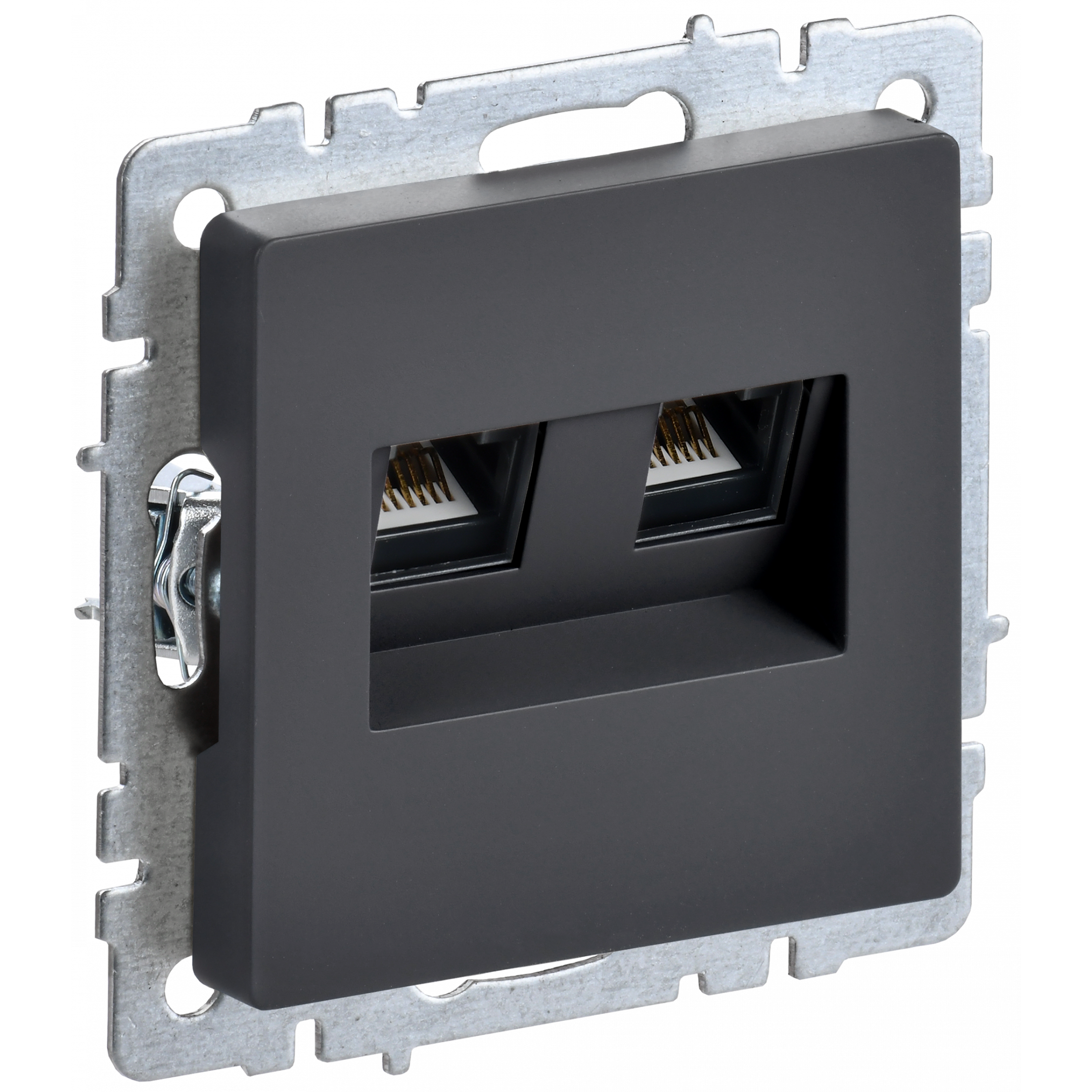 BRITE Розетка компьютерная двойная RJ45 кат.6 РК11-2-БрГ графит IEK