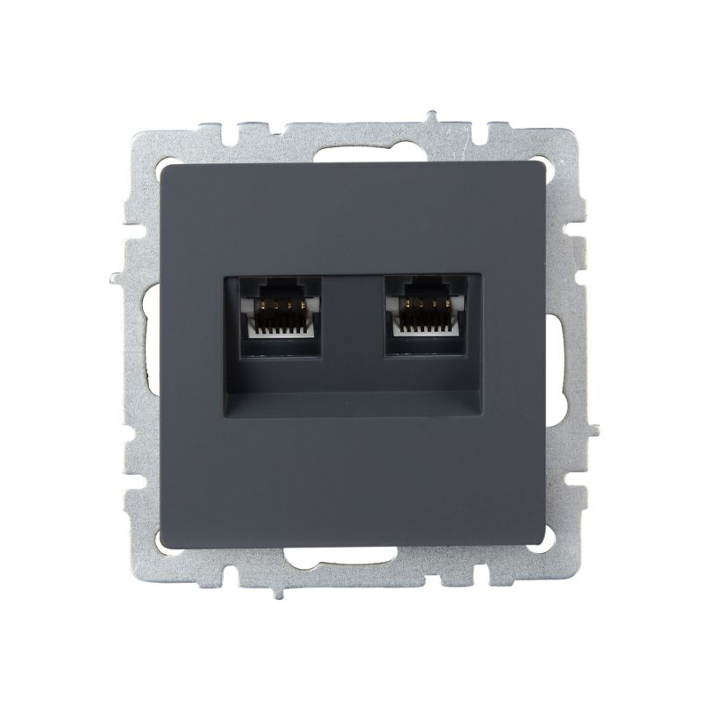 BRITE Розетка компьютерная двойная RJ45 кат.6 РК11-2-БрГ графит IEK