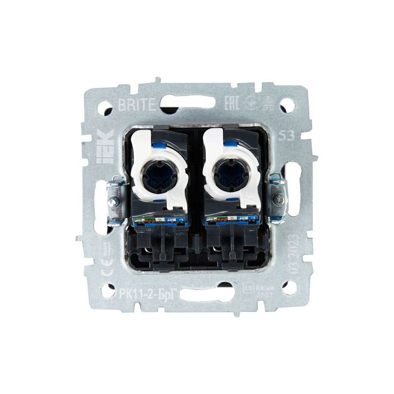 BRITE Розетка компьютерная двойная RJ45 кат.6 РК11-2-БрГ графит IEK