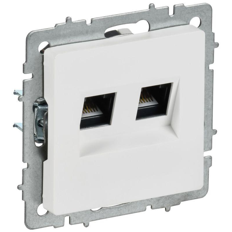 BRITE Розетка компьютерная двойная RJ45 кат.6 РК11-2-БрАБ арктический белый IEK