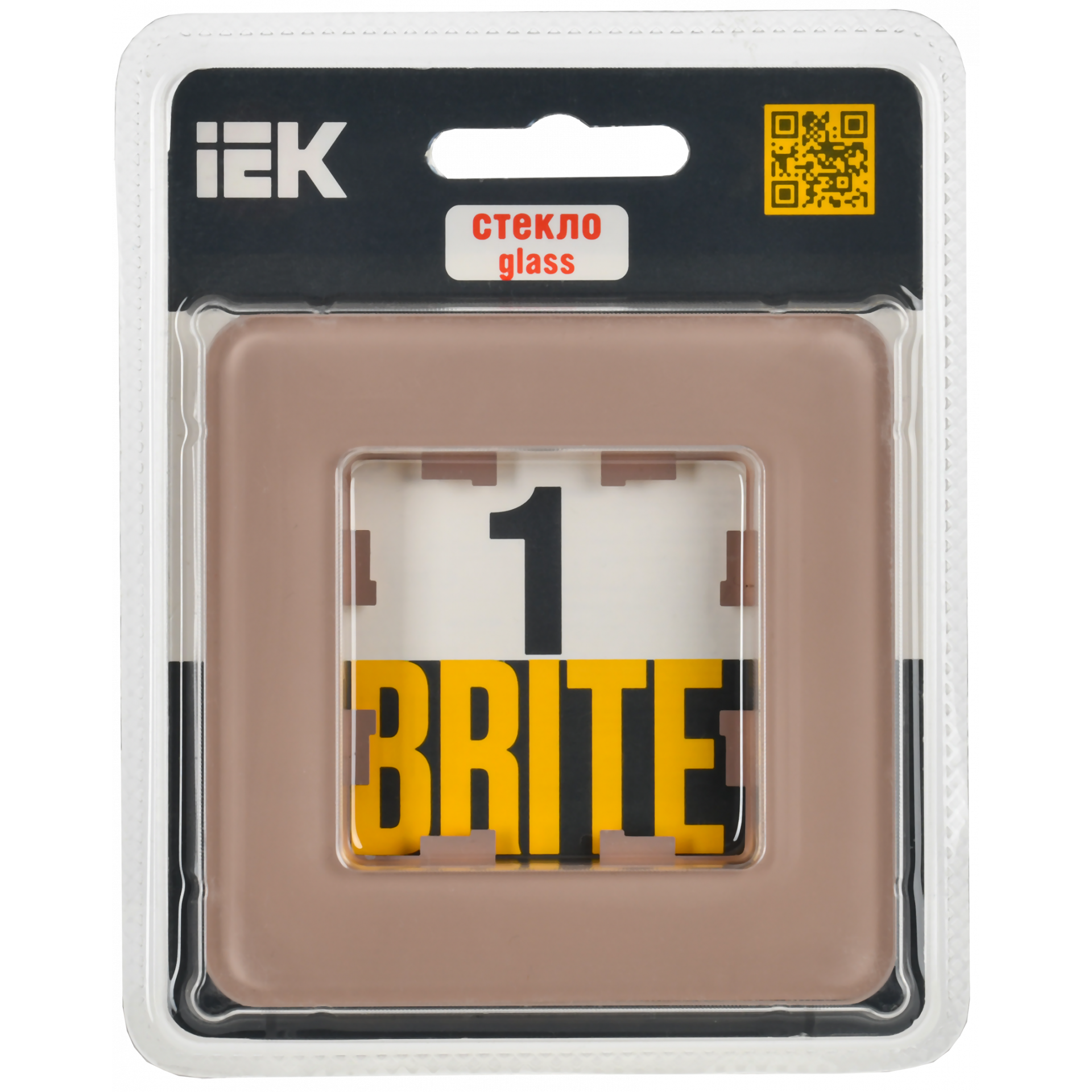 BRITE Рамка 1-местная РУ-1-2-Бр стекло дымчатый RE IEK