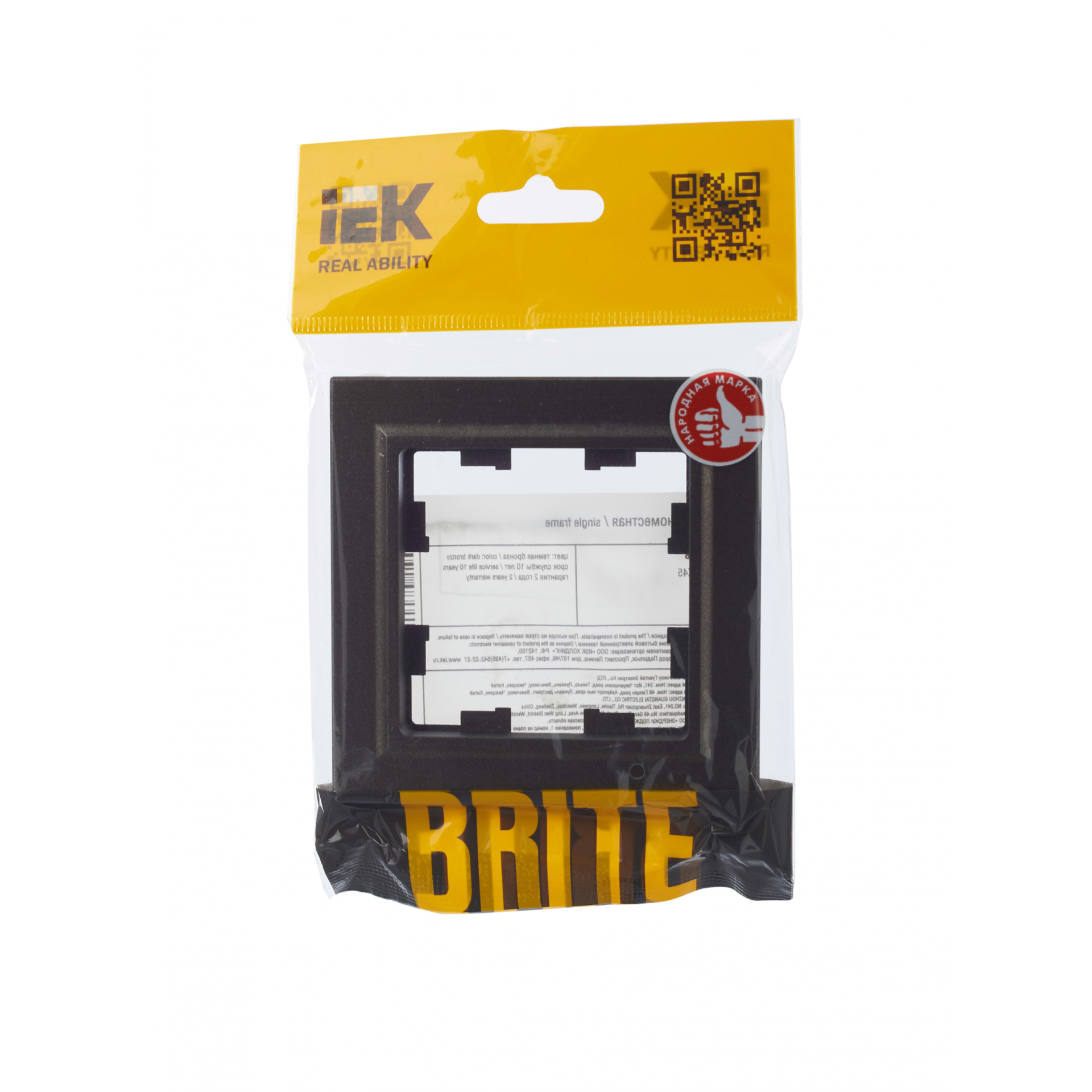 BRITE Рамка 1-местная РУ-1-БрТБ темная бронза IEK