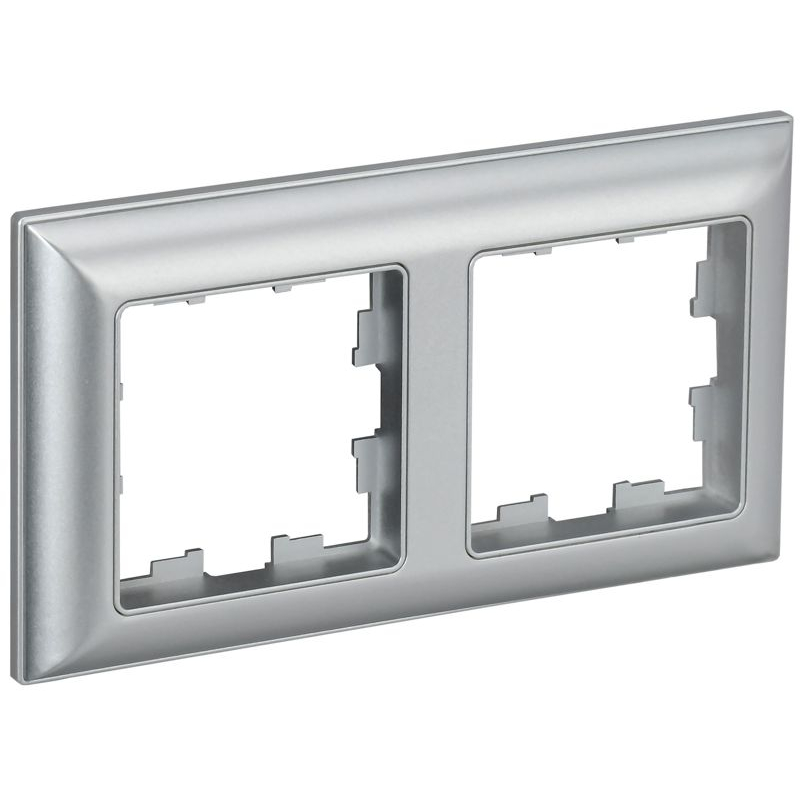 BRITE Рамка 2-местная РУ-2-Бр алюминий/алюминий IEK