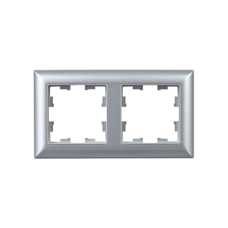 BRITE Рамка 2-местная РУ-2-Бр алюминий/алюминий IEK