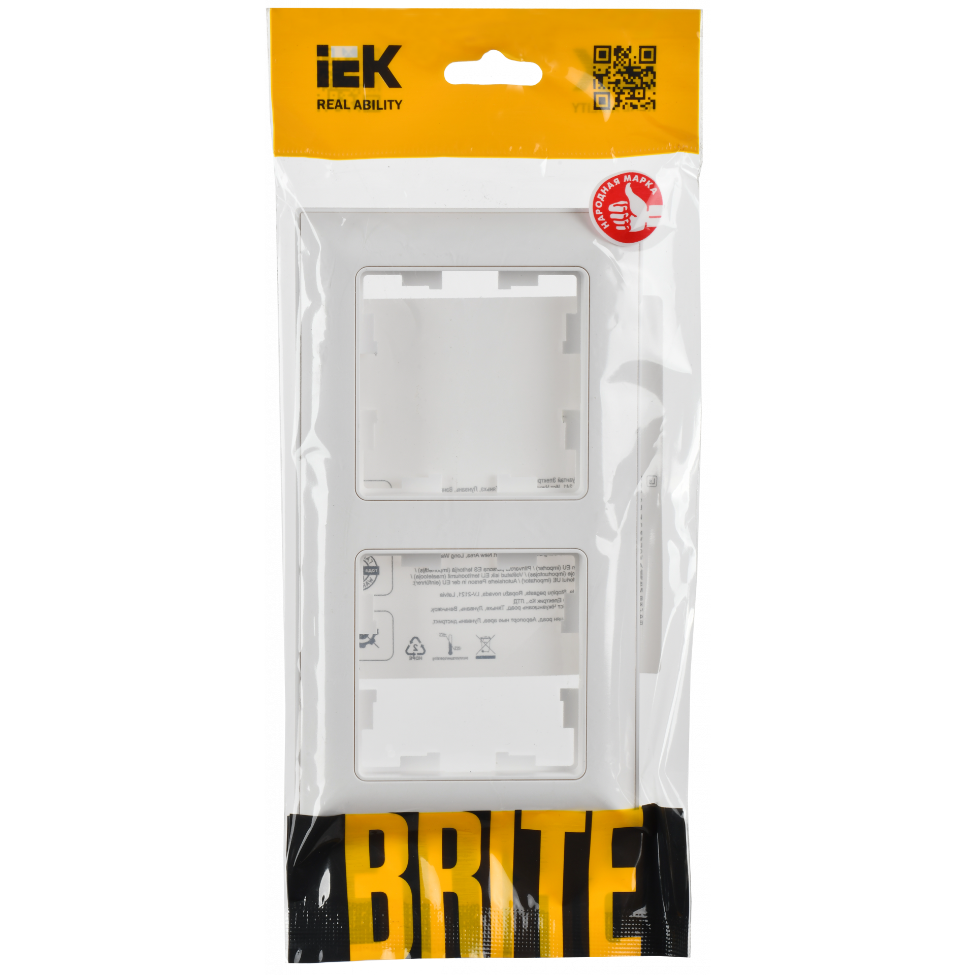 BRITE Рамка 2-местная РУ-2-БрАБ арктический белый/белый IEK