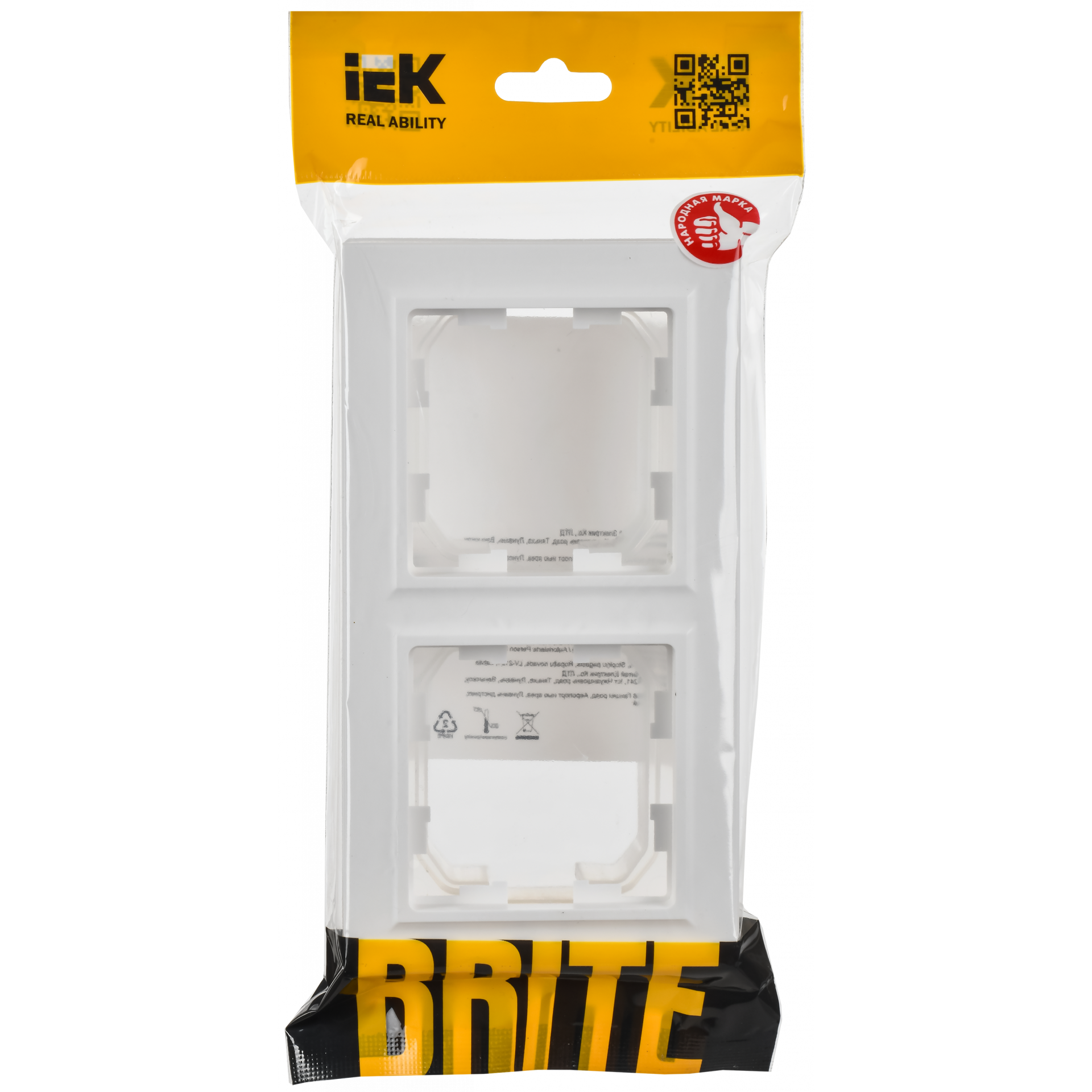 BRITE Рамка 2-местная IP44 РУ-2-БрАБ-44 арктический белый IEK