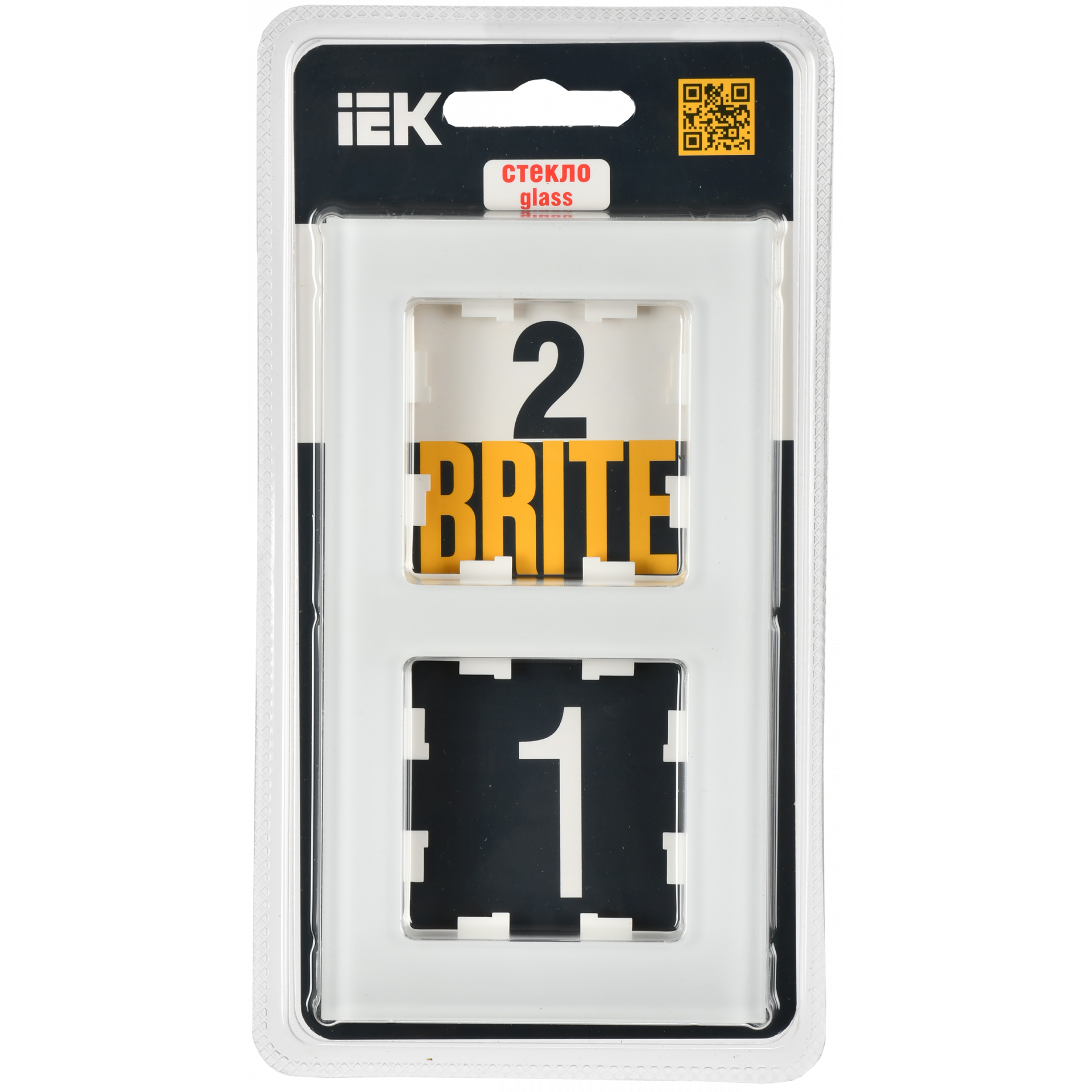 BRITE Рамка 2-местная РУ-2-2-Бр стекло белый матовый IEK