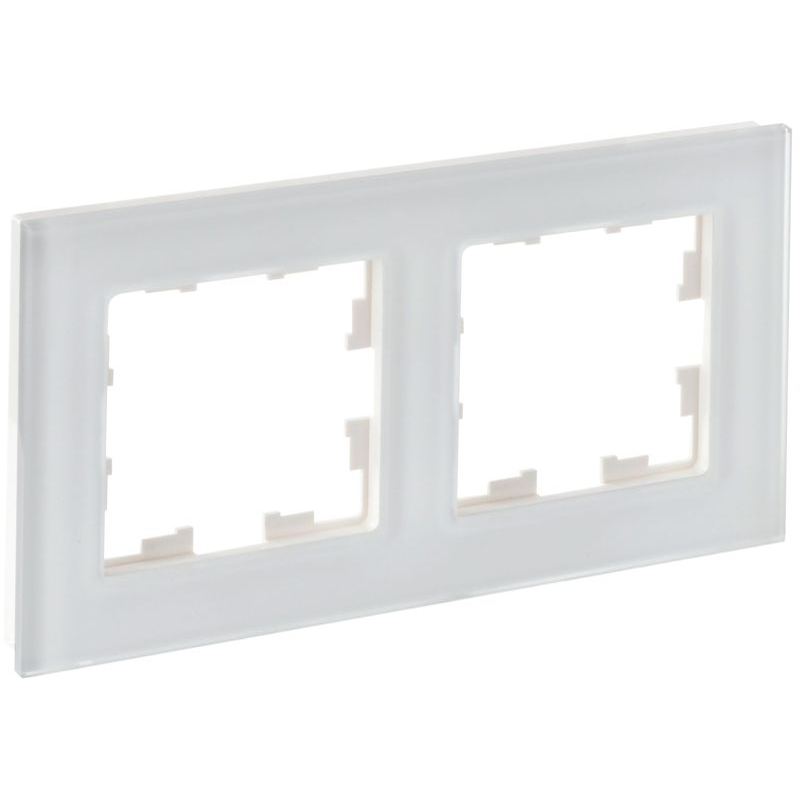 BRITE Рамка 2-местная РУ-2-2-Бр стекло белый матовый IEK