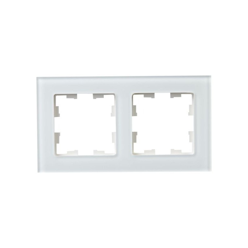 BRITE Рамка 2-местная РУ-2-2-Бр стекло белый матовый IEK