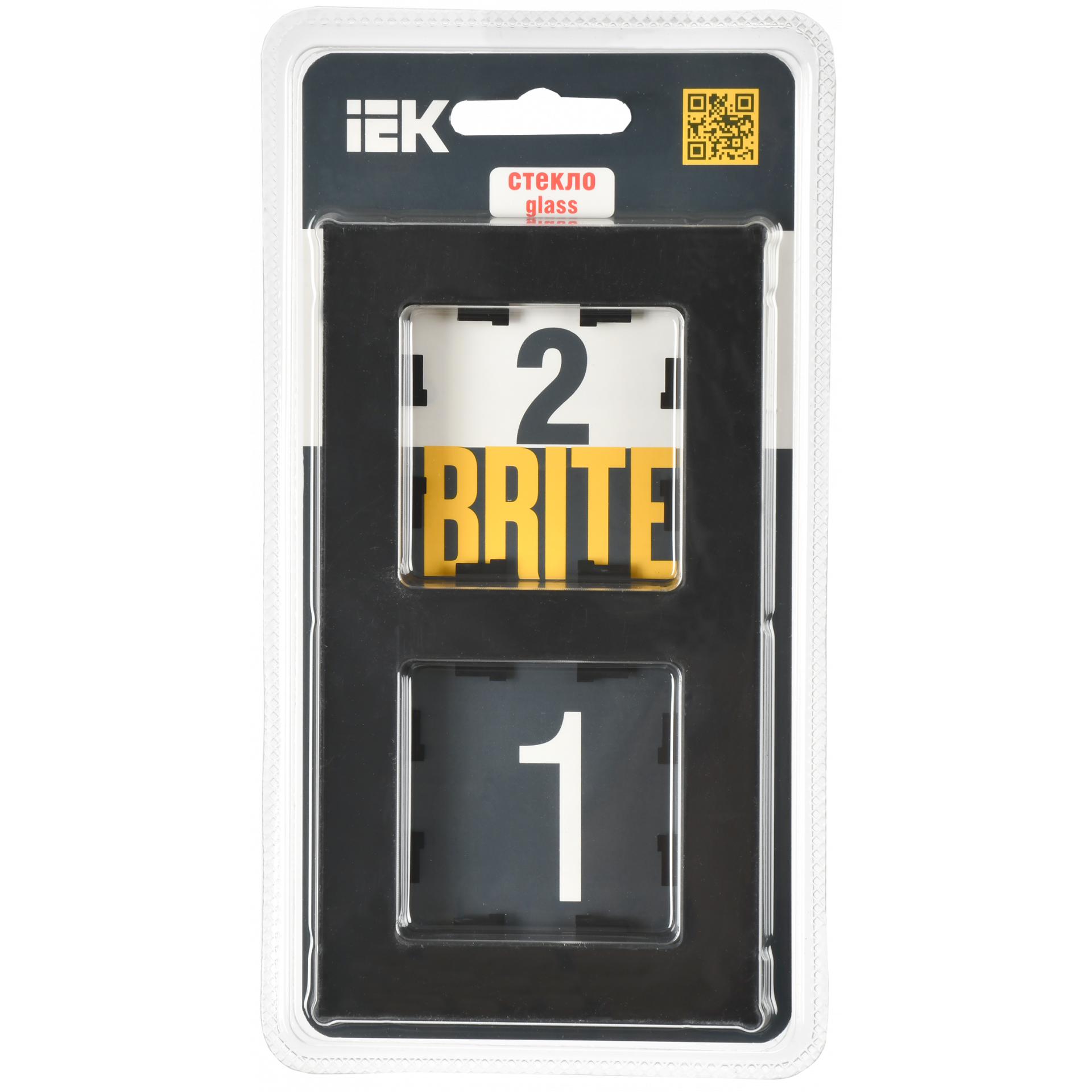 BRITE Рамка 2-местная РУ-2-2-Бр стекло черный матовый IEK
