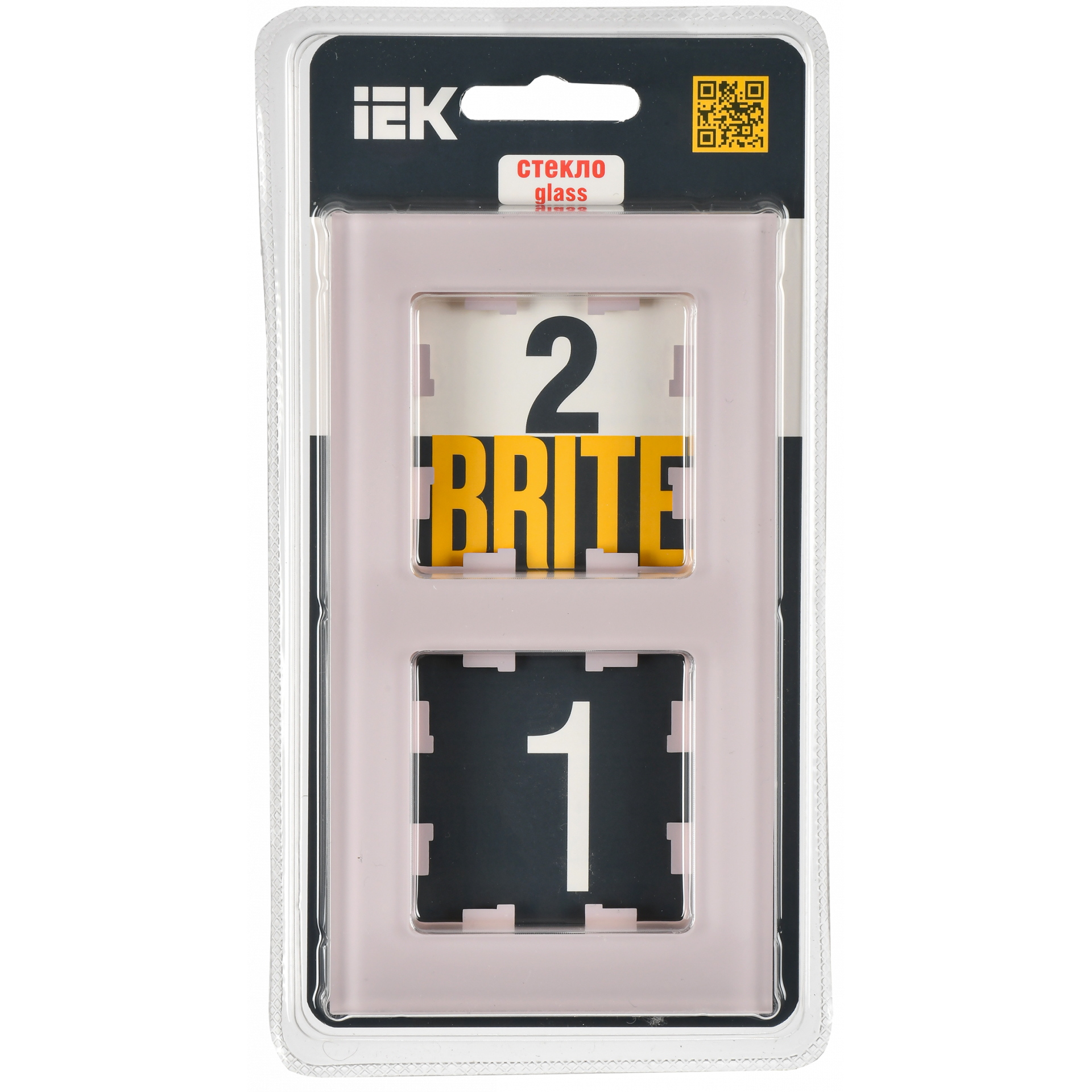 BRITE Рамка 2-местная РУ-2-2-Бр стекло розовый матовый IEK