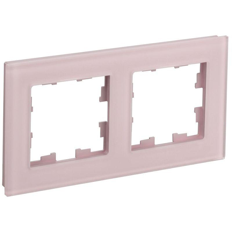 BRITE Рамка 2-местная РУ-2-2-Бр стекло розовый матовый IEK