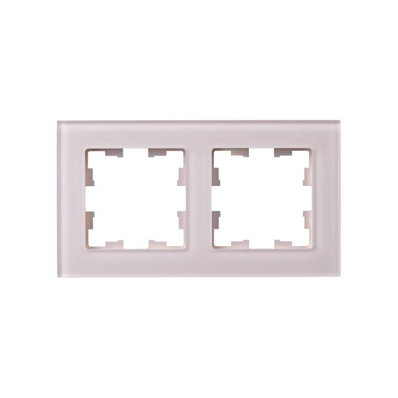 BRITE Рамка 2-местная РУ-2-2-Бр стекло розовый матовый IEK
