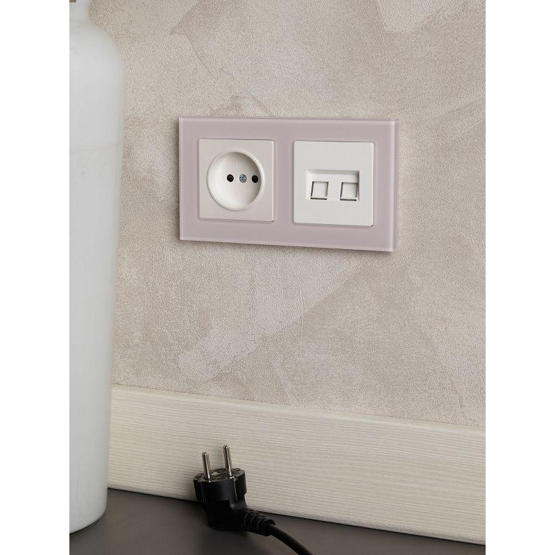 BRITE Рамка 2-местная РУ-2-2-Бр стекло розовый матовый IEK