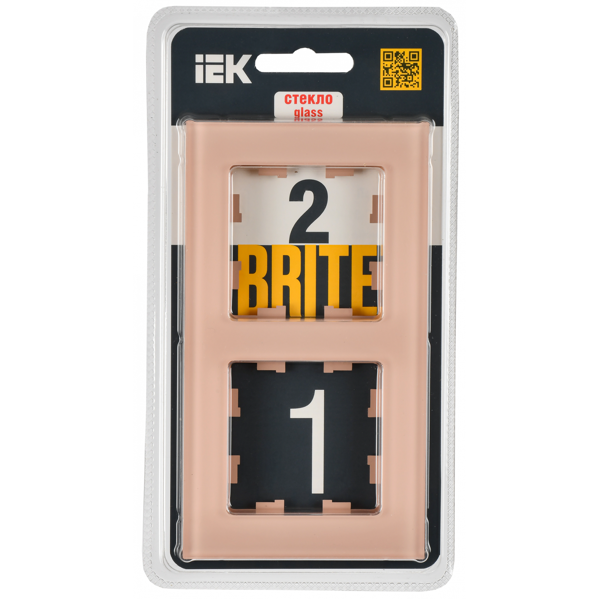 BRITE Рамка 2-местная РУ-2-2-БрП стекло персиковый матовый IEK