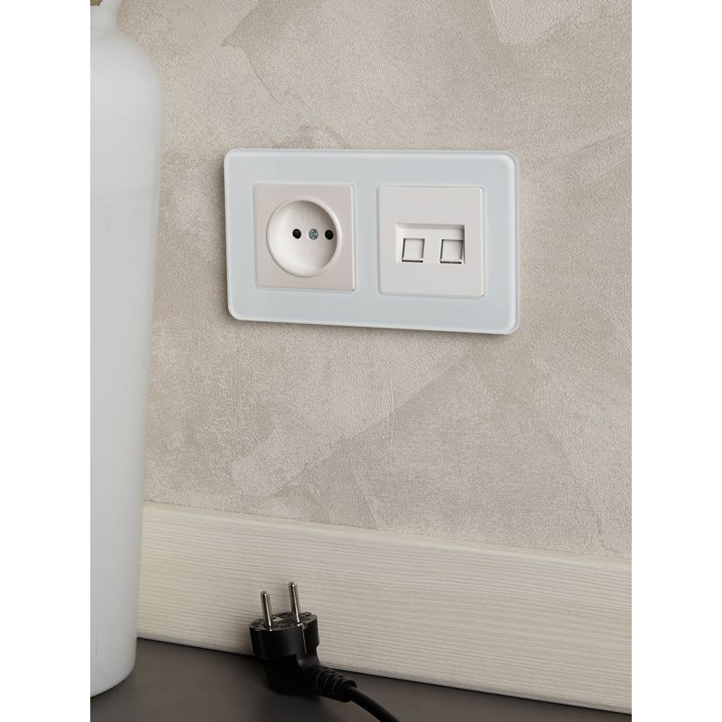 BRITE Рамка 2-местная РУ-2-2-Бр стекло белый RE IEK