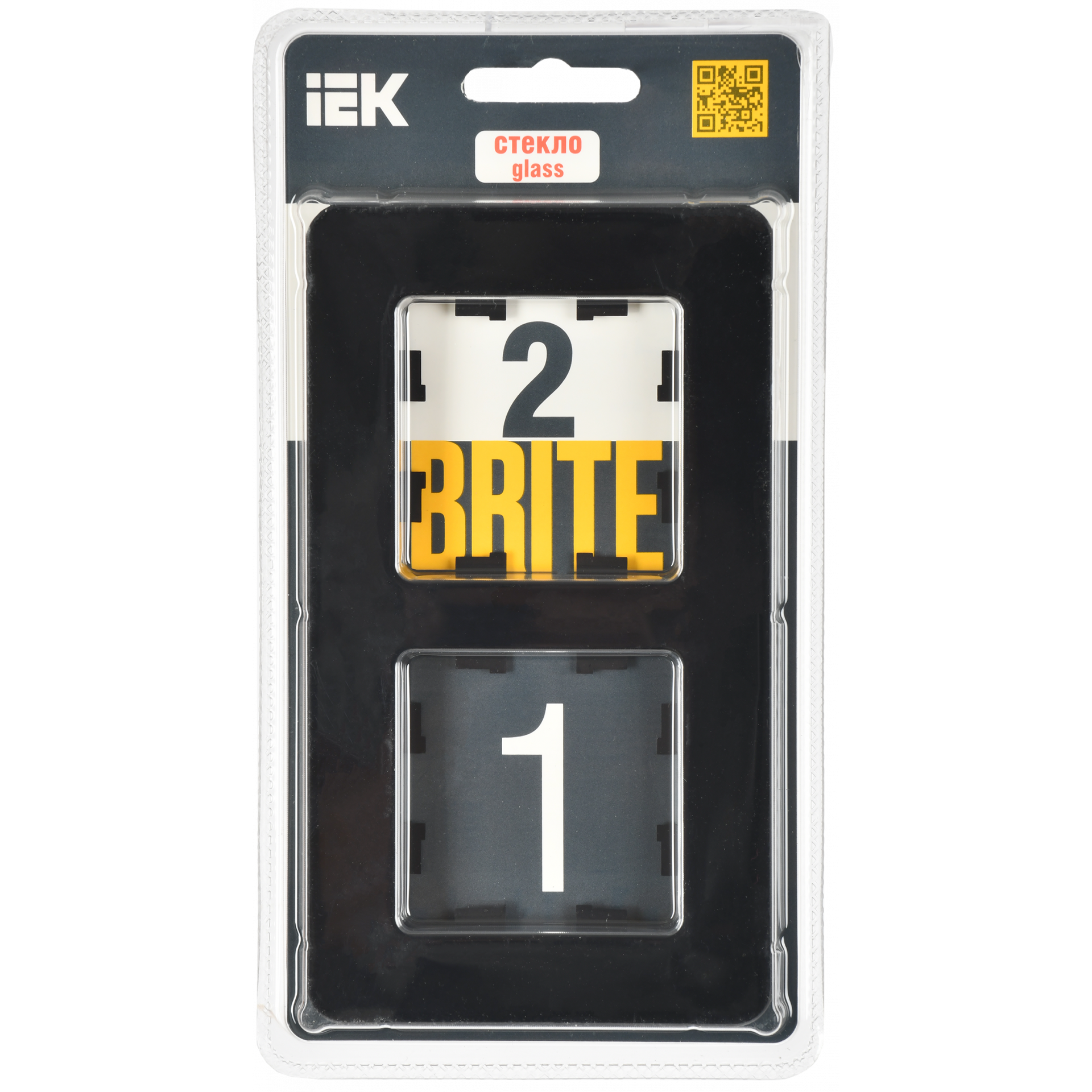 BRITE Рамка 2-местная РУ-2-2-Бр стекло черный RE IEK