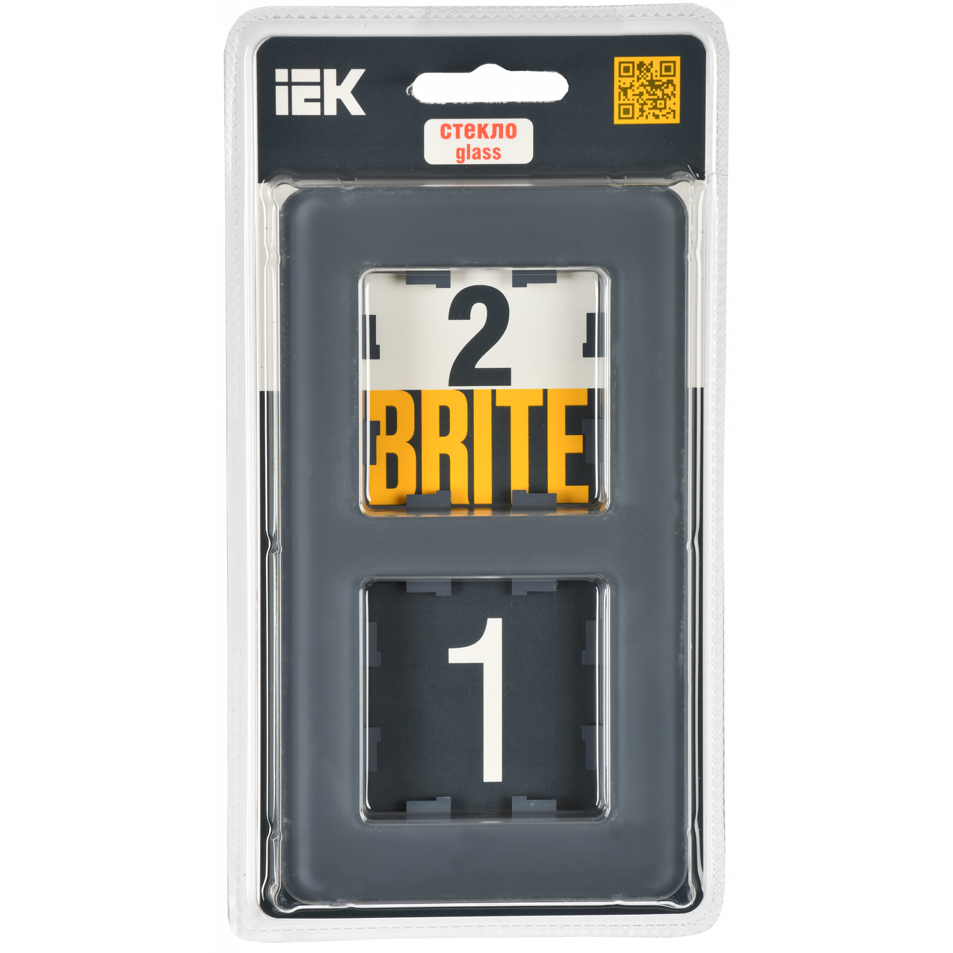 BRITE Рамка 2-местная РУ-2-2-Бр стекло графит RE IEK