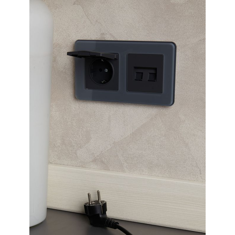 BRITE Рамка 2-местная РУ-2-2-Бр стекло графит RE IEK