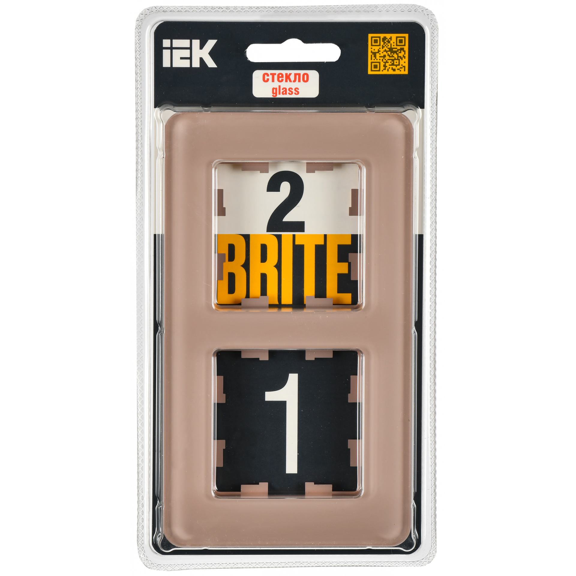 BRITE Рамка 2-местная РУ-2-2-Бр стекло дымчатый RE IEK