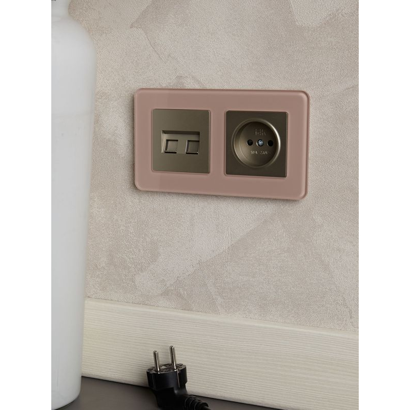 BRITE Рамка 2-местная РУ-2-2-Бр стекло дымчатый RE IEK