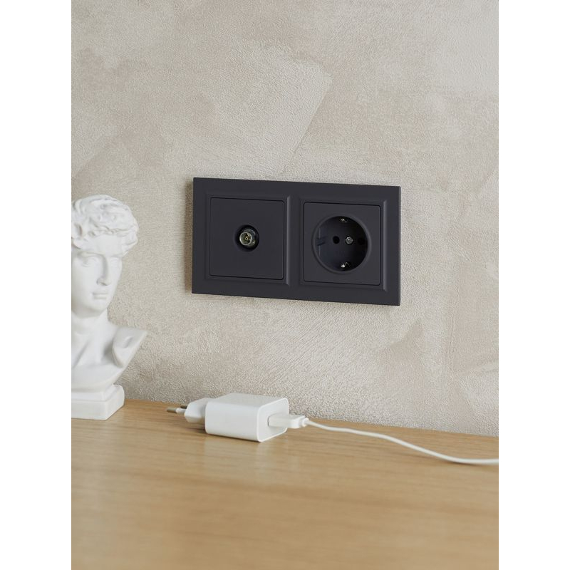 BRITE Рамка 2-местная РУ-2-БрГ графит IEK