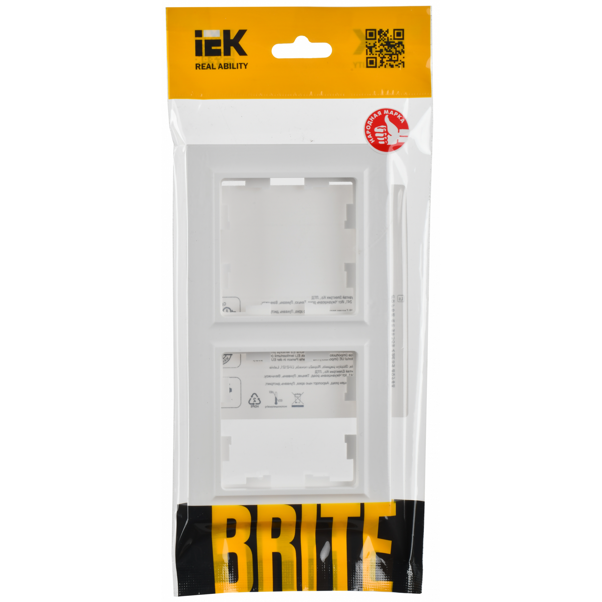BRITE Рамка 2-местная РУ-2-БрАБ арктический белый IEK