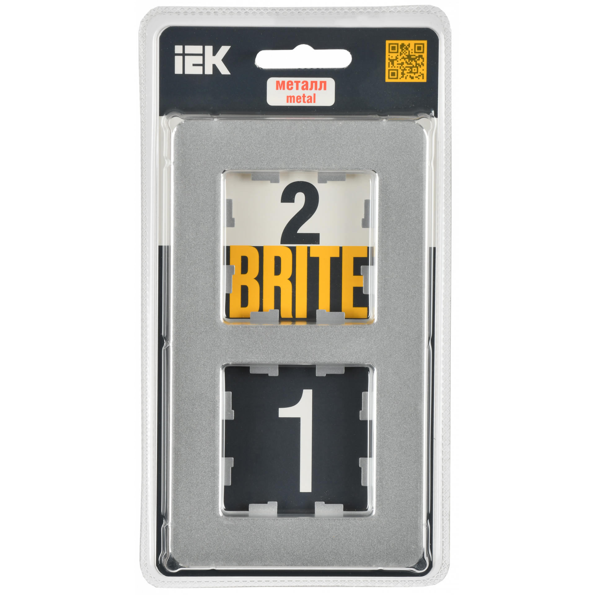 BRITE Рамка 2-местная РУ-2-1-Бр металл алюминий RE IEK