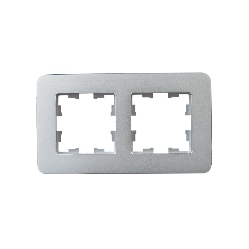 BRITE Рамка 2-местная РУ-2-1-Бр металл алюминий RE IEK