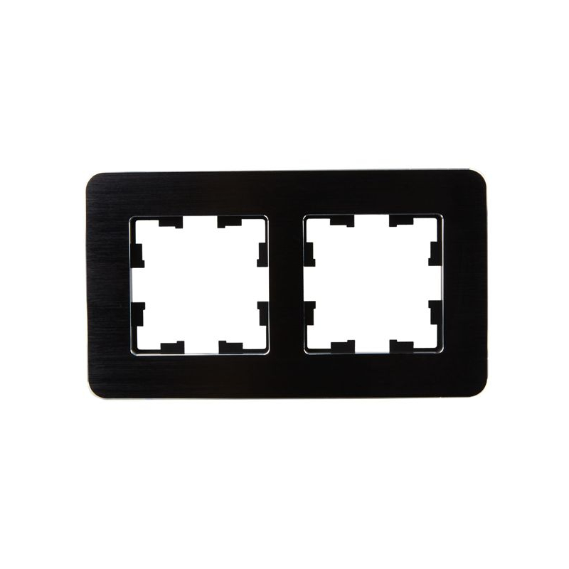 BRITE Рамка 2-местная РУ-2-1-Бр металл черный RE AL IEK