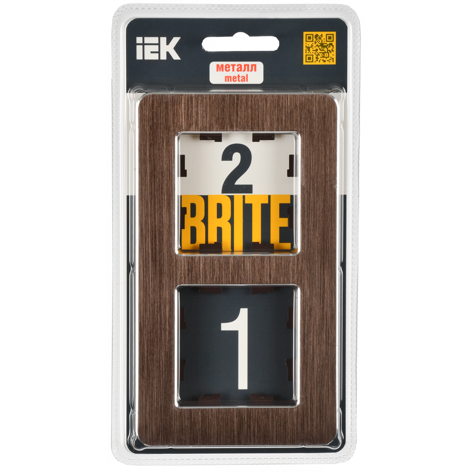 BRITE Рамка 2-местная РУ-2-1-Бр металл коричневый RE AL IEK