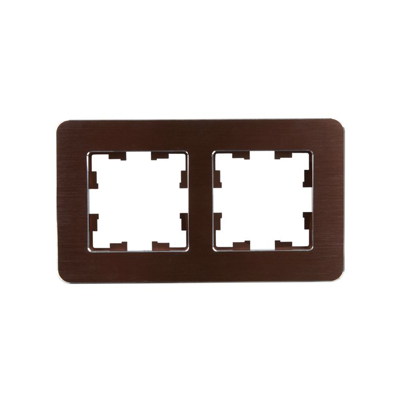 BRITE Рамка 2-местная РУ-2-1-Бр металл коричневый RE AL IEK