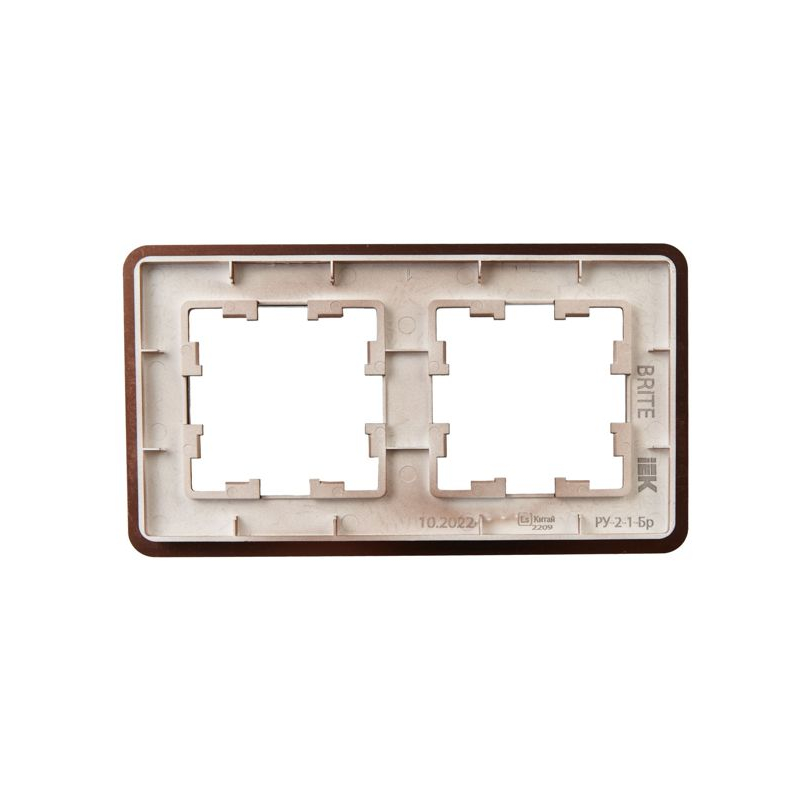 BRITE Рамка 2-местная РУ-2-1-Бр металл коричневый RE AL IEK