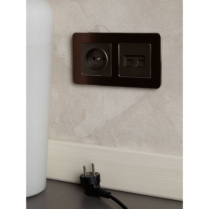 BRITE Рамка 2-местная РУ-2-1-Бр металл коричневый RE AL IEK