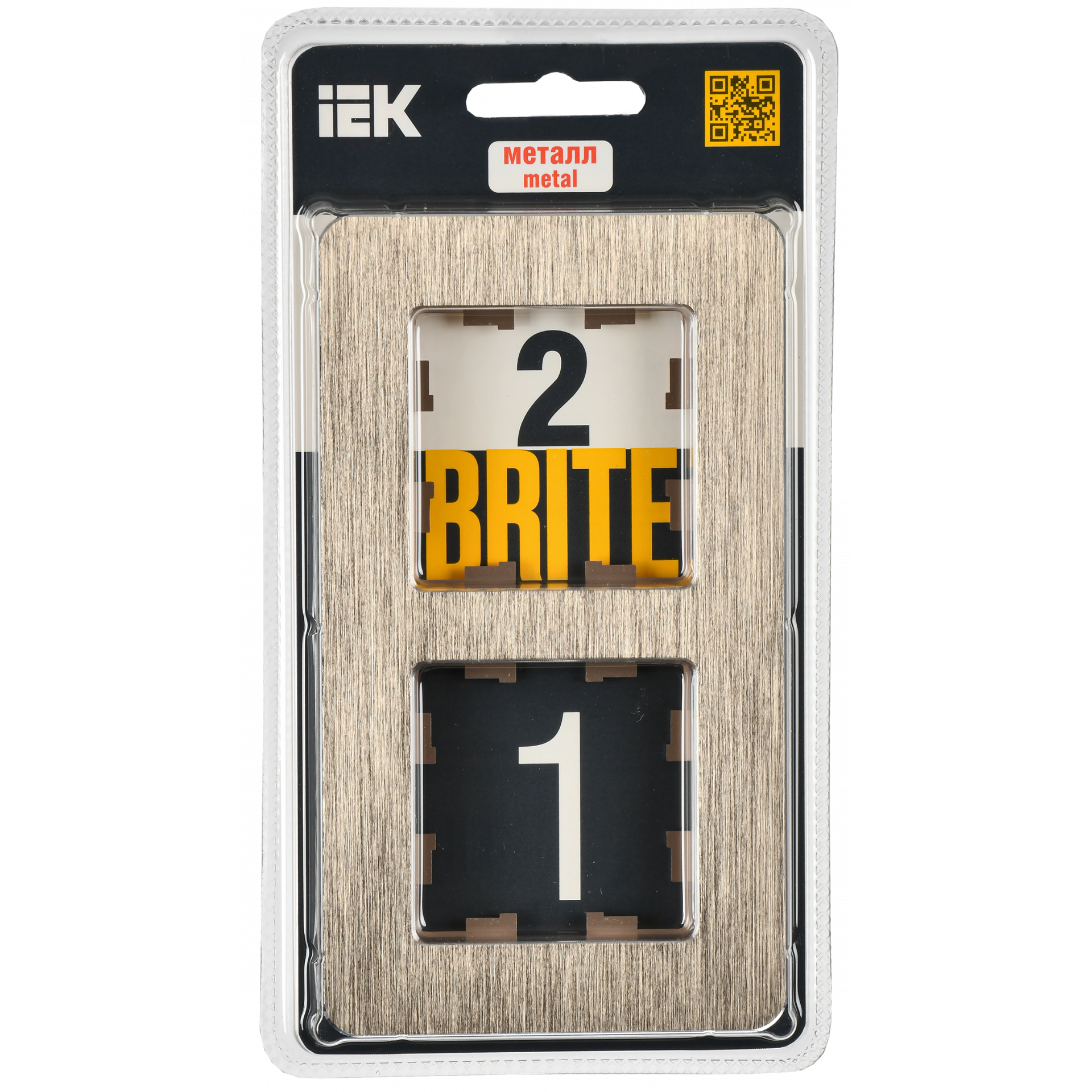 BRITE Рамка 2-местная РУ-2-1-Бр металл шампань RE AL IEK