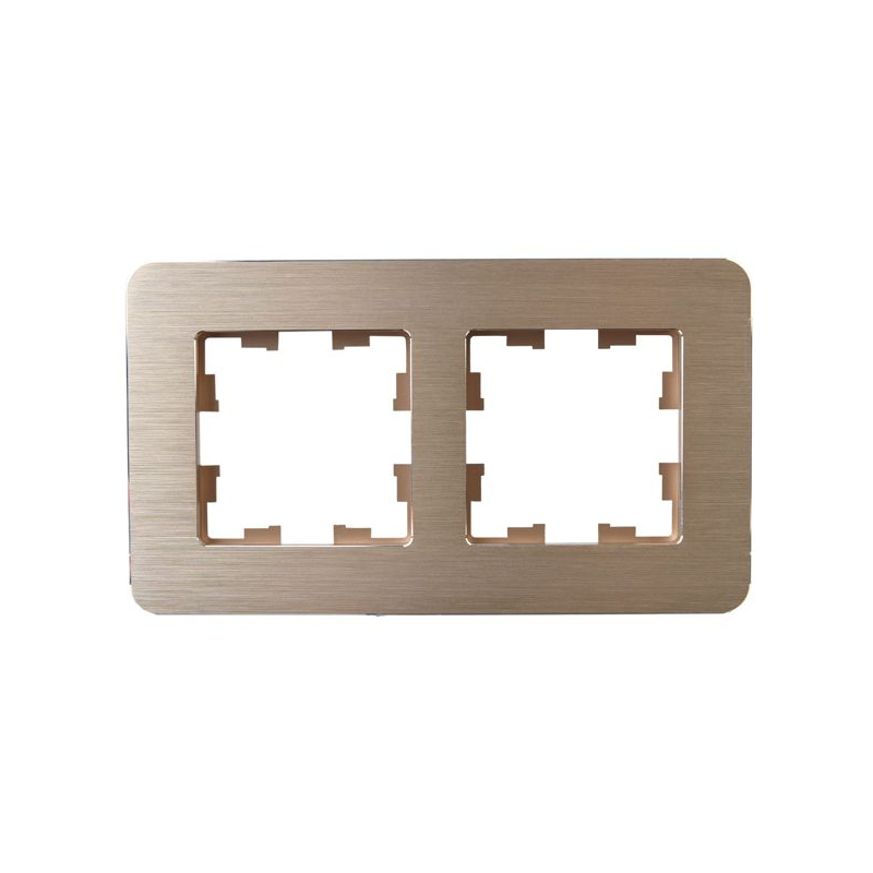 BRITE Рамка 2-местная РУ-2-1-Бр металл шампань RE AL IEK