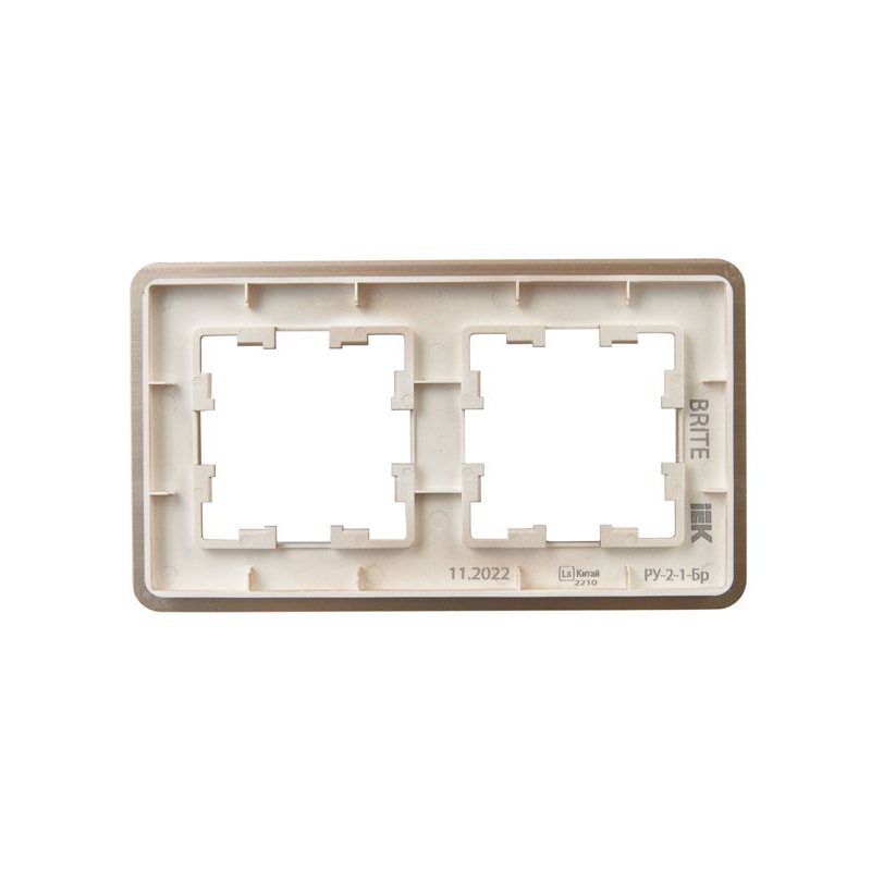 BRITE Рамка 2-местная РУ-2-1-Бр металл шампань RE AL IEK