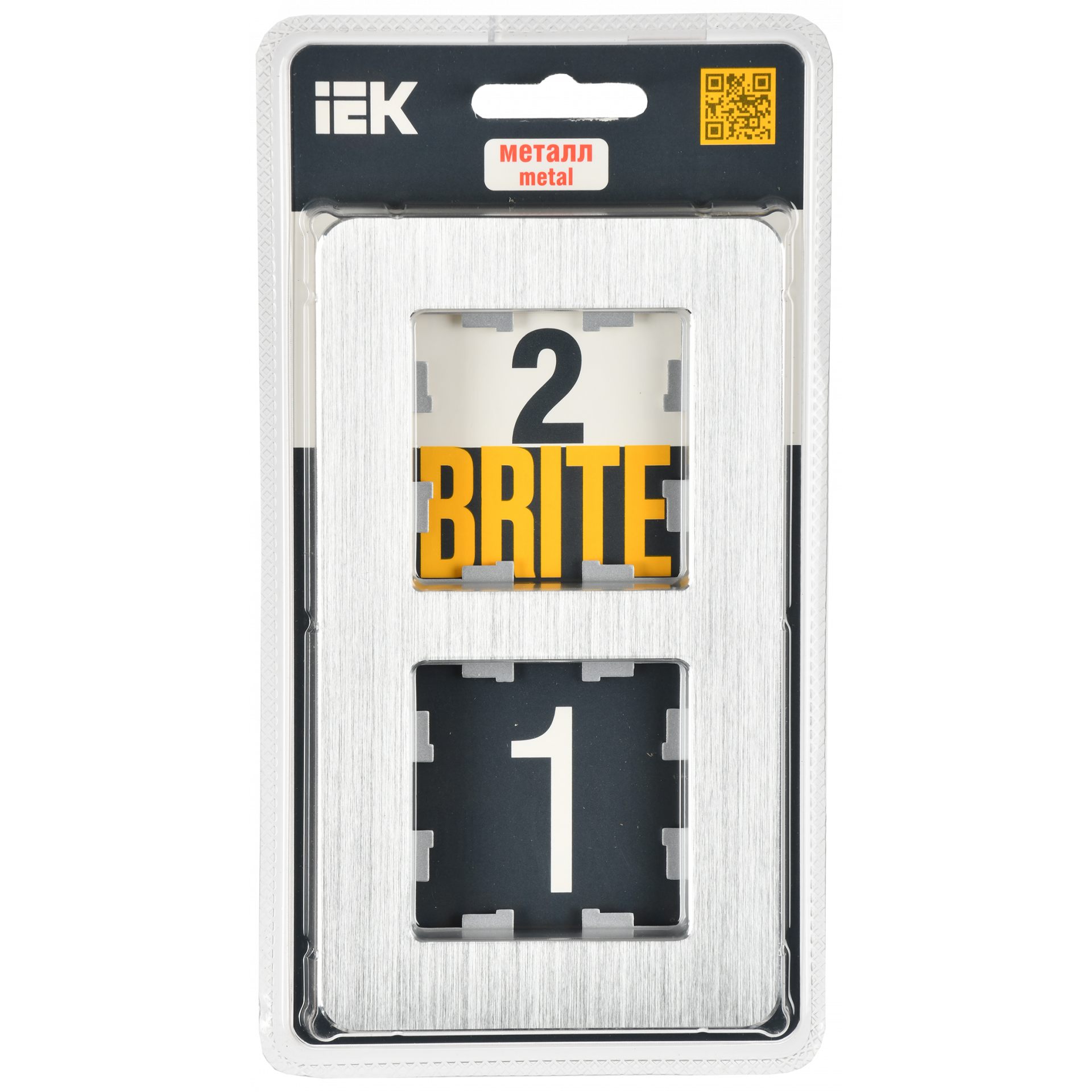 BRITE Рамка 2-местная РУ-2-1-Бр металл алюминий RE AL IEK
