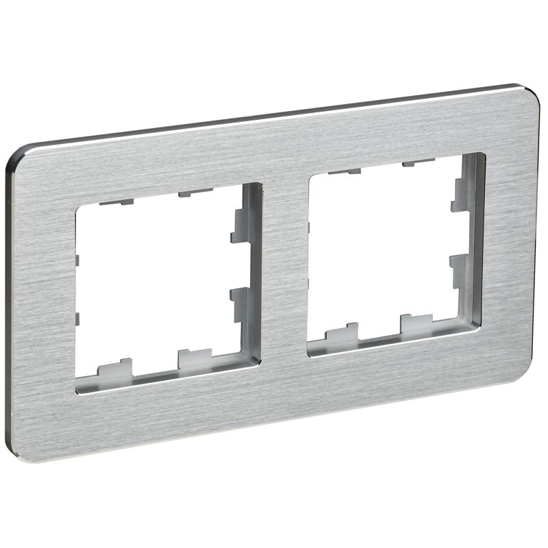 BRITE Рамка 2-местная РУ-2-1-Бр металл алюминий RE AL IEK