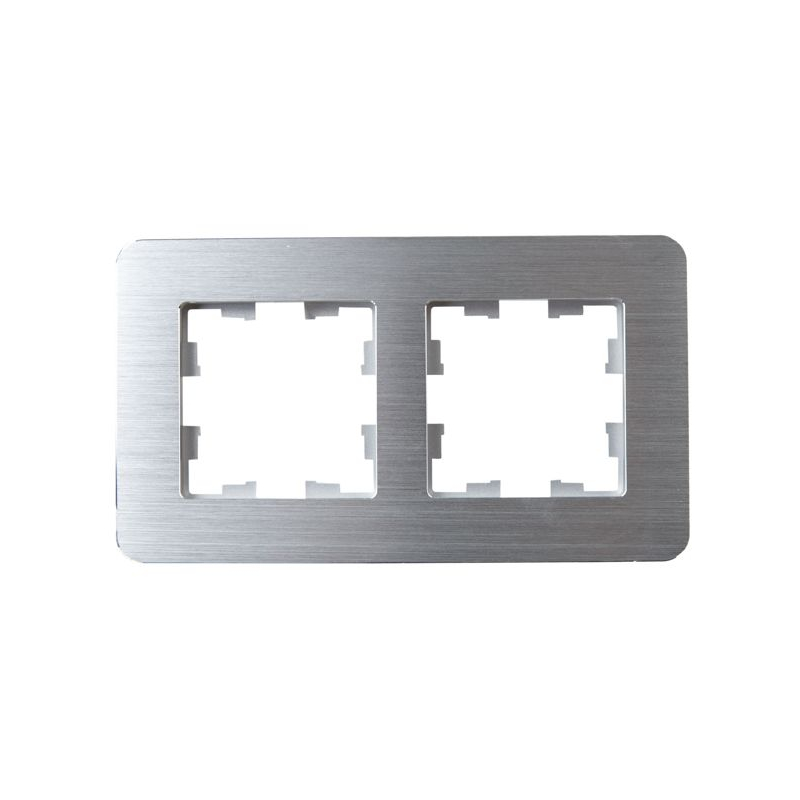 BRITE Рамка 2-местная РУ-2-1-Бр металл алюминий RE AL IEK