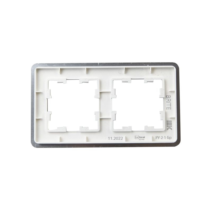 BRITE Рамка 2-местная РУ-2-1-Бр металл алюминий RE AL IEK