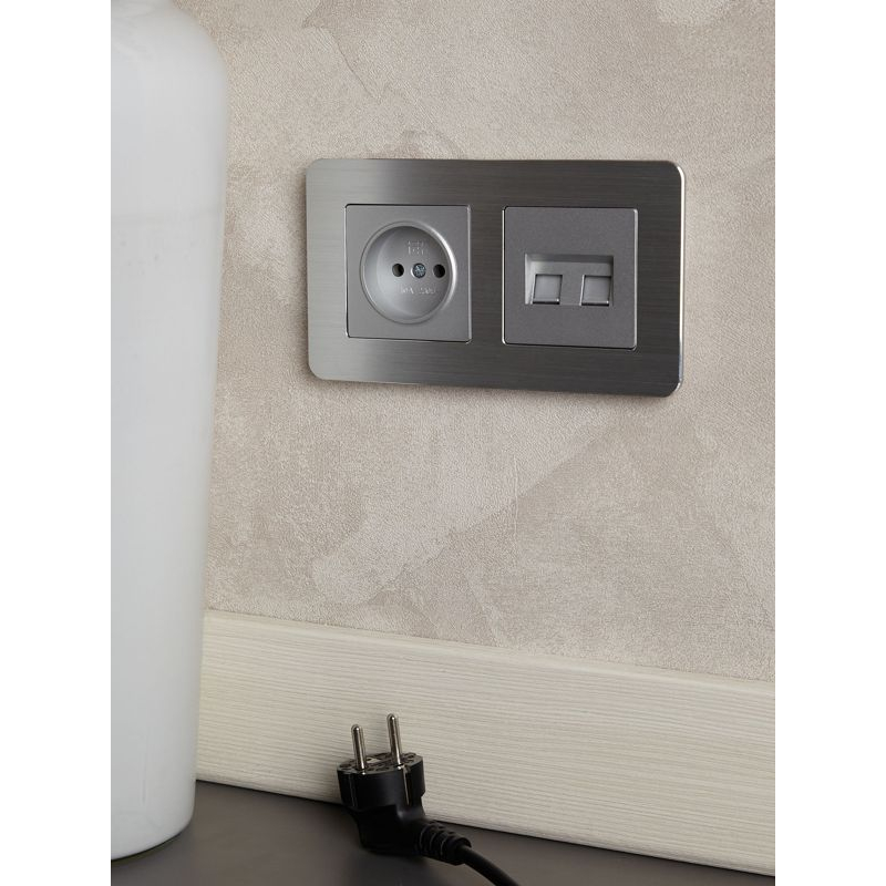 BRITE Рамка 2-местная РУ-2-1-Бр металл алюминий RE AL IEK