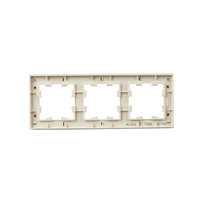 BRITE Рамка 3-местная РУ-3-Бр бежевый рифленый IEK