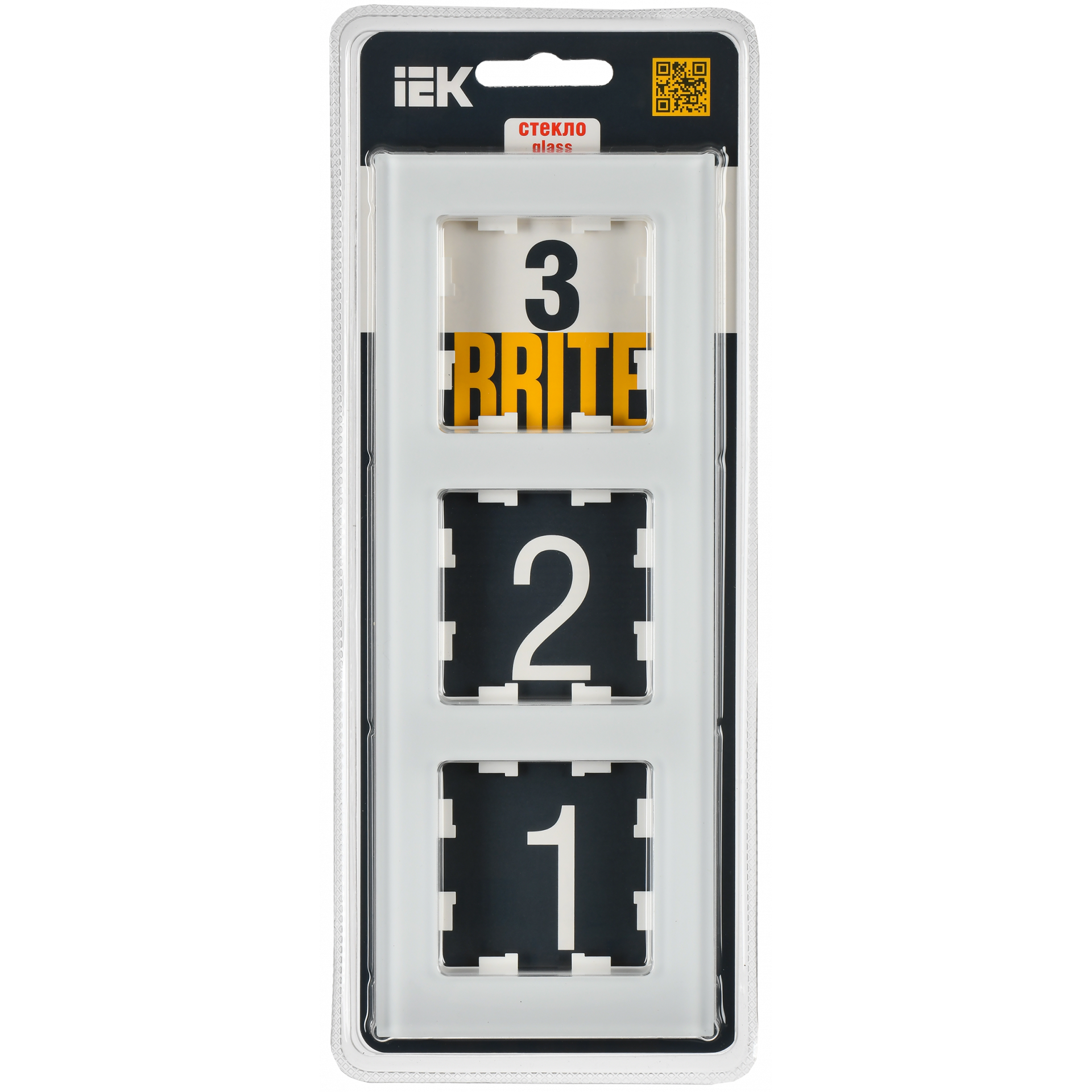 BRITE Рамка 3-местная РУ-3-2-Бр стекло белый матовый IEK