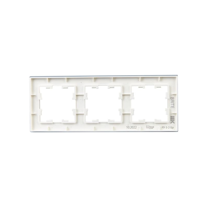 BRITE Рамка 3-местная РУ-3-2-Бр стекло белый матовый IEK