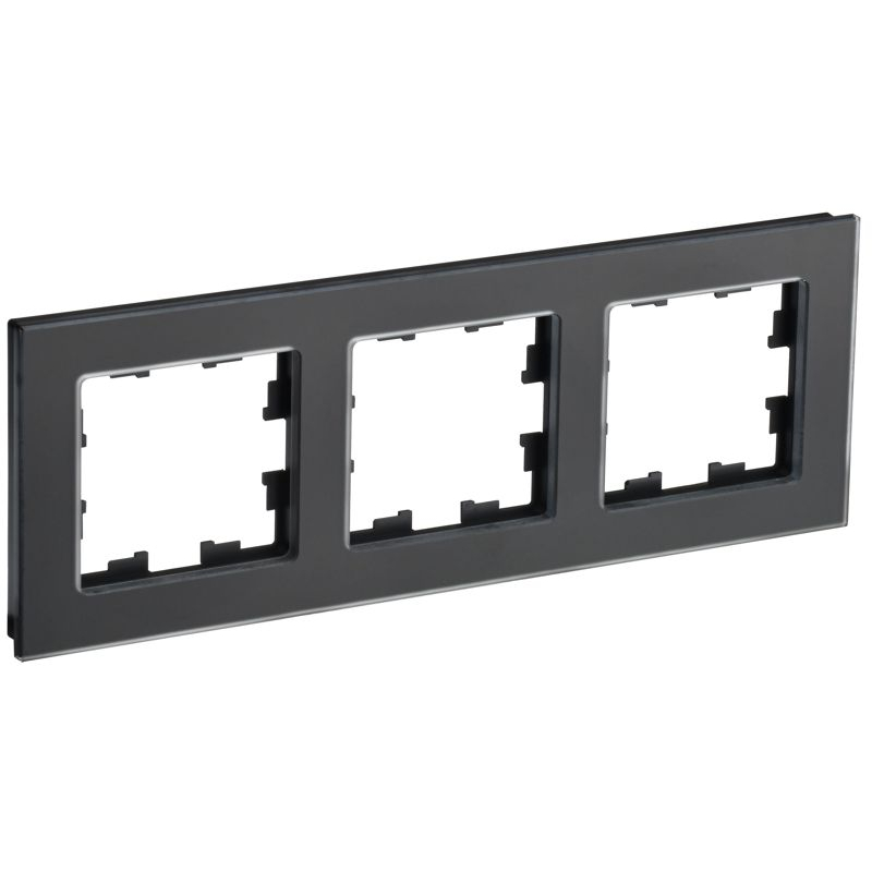 BRITE Рамка 3-местная РУ-3-2-Бр стекло черный матовый IEK
