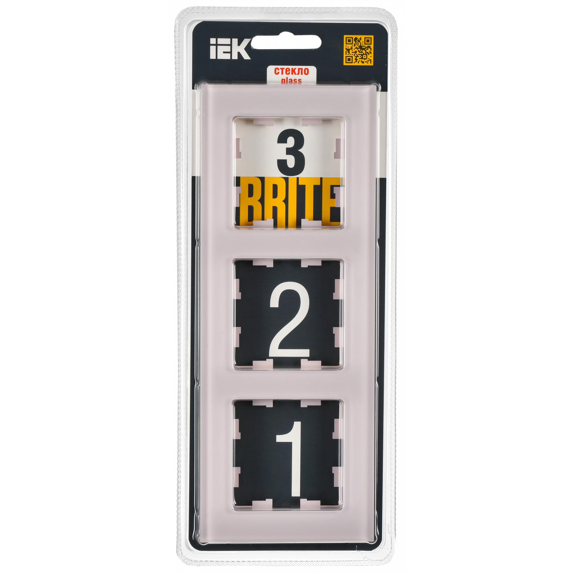 BRITE Рамка 3-местная РУ-3-2-Бр стекло розовый матовый IEK